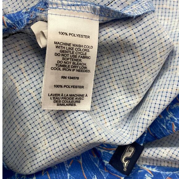 Vineyard Vines On-The-Go Performance Shirt – Blue Fish Print Button-Up Size XS - Picture 6 of 9